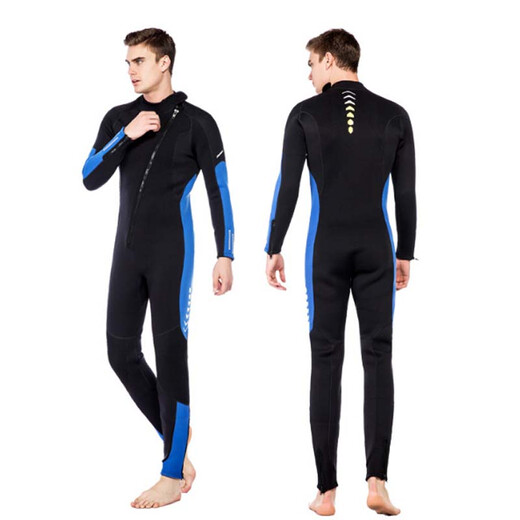 Zailu 153mm one-piece wetsuit for men, warm swimsuit, women's long-sleeved cold-proof snorkeling wetsuit, surfing sun protection suit, 1 men's short style 1 point 5mm black gray back zipper XS XS
