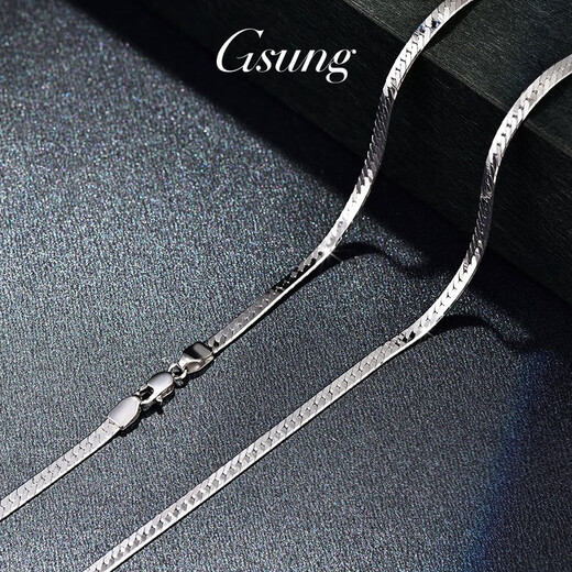 GsunGGSUNG platinum pt950 men's and women's necklace flat snakeskin white gold necklace customization needs to be customized PT950 necklace 45 cm 12 grams or so to order
