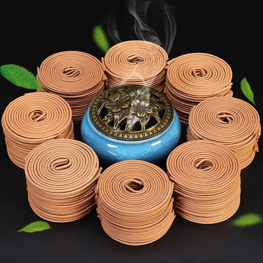 Fushengtang sandalwood incense coil household indoor agarwood incense toilet deodorizing bathroom mugwort mosquito repellent incense sandalwood + ashes + thuja + Tibetan incense + black agarwood + jade sandalwood, a total of 120 plates (incense burner included)
