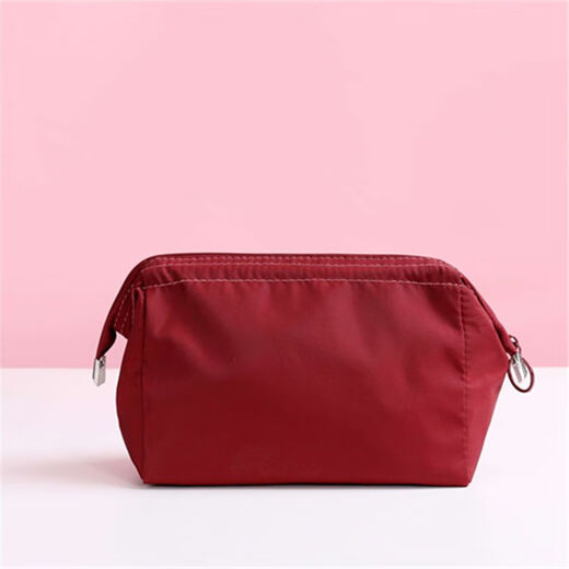 Shunzhi Girl's Heart Internet Celebrity Cosmetic Bag Steel Frame Bag Cosmetics Storage Bag Three-dimensional Morandi Style Hand-held Portable Toiletries Bag Wine Red Morandi Steel Frame Bag