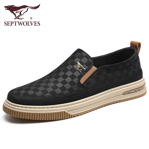 Zapatos para hombres de siete lobos zapatos para hombres Zapatos casuales Summer Summer Ballen Being Top Shoes 2186 Negro 40 zapatos de cuero Tamaño