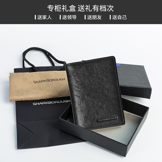 Sac de carte en cuir authentique Sharkborough pour la carte de licence de conducteur en cuir court pour hommes Anti-démagnétisation mince portefeuille multi-cartes coréen décontractée