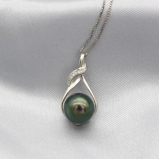 TASINOR Jewelry French Tahitian Seawater Black Pearl Pendant Women's Seawater Pearl 18k Gold Necklace Birthday Gift Guardian Model 18k Gold Necklace + Gift Box + Certificate