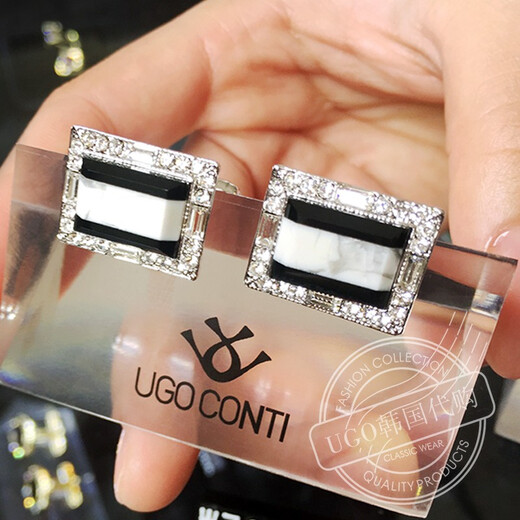 UGO CONTIUGO cufflinks men's natural mica stone crystal cuff studs shirt cuff gift box custom engraving birthday gift