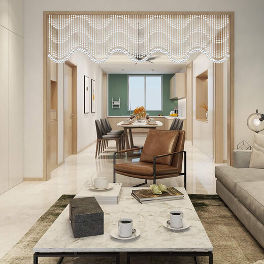 Beautiful double-bead curtain crystal curtain living room partition curtain cross beam decorative curtain wavy shape porch aisle balcony hanging curtains. Ice rain is full of wavy shapes. 46 wavy shapes are hanging within 1.4-1.8 meters in width