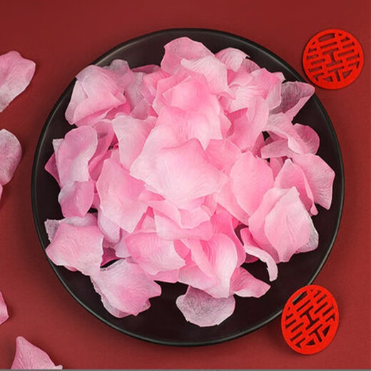 Quoxysen 1000 rose petals Chinese Valentine's Day simulated fake petals proposal confession wedding room decoration romantic hand-sprinkled flowers pink 1000 pieces