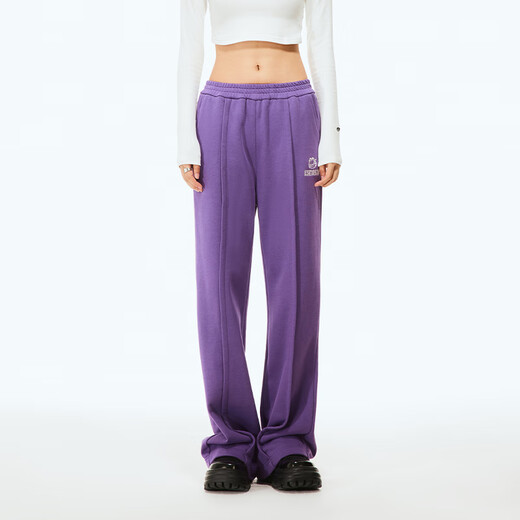 Fun trendy brand casual pants autumn ladies new style tall and slim versatile European and American simple loose trousers comfortable purple XS