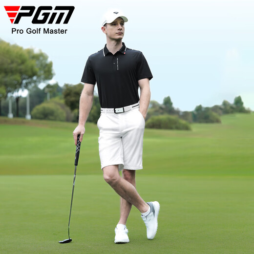PGM高尔夫服装 男士夏季短袖T恤 透气打孔 运动服装 golf上衣 YF683-黑色【上衣】 2XL