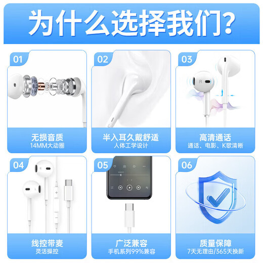 Zhiguozhe hot-selling 7 million+ type-c headphones wired digital gaming computer e-sports hifi semi-in-ear suitable for Huawei Honor oppo Xiaomi vivo Apple 15/16