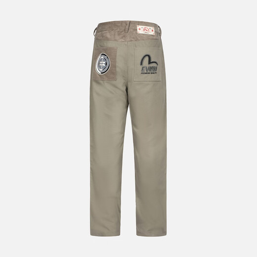 EVISU Men's Seagull and Home Flower Printed Casual Pants 2EAHTM3PT1048XXCT Khaki 29
