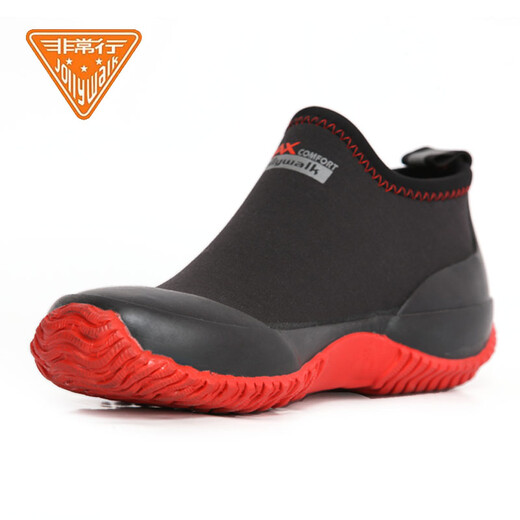 Jolly Walk Water Shoes Women's Low-top Fashion Rain Shoes Waterproof Rain Boots Overshoes JW238 Fashion Black Red 36