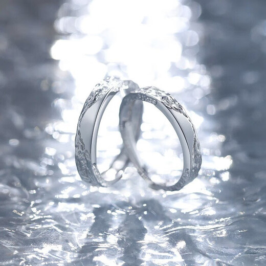Mengqianxi 999 sterling silver couple ring, a pair of men's and women's ring rings, long-distance relationship, Valentine's Day birthday gift for girlfriend, glacier couple ring (closed), please leave a message for the size