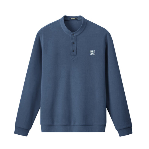 Thousand Paper Cranes Printed Sweater Men's Spring and Autumn New Men's Henry Collar Commuting Business Casual Bottoming Shirt Top Autumn Men's Style 63C Black 2XL