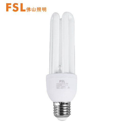 Foshan Lighting (FSL) U-shaped energy-saving lamp three-primary color fluorescent energy-saving bulb 3U energy-saving bulb E27 screw socket 23W white light (6500K)