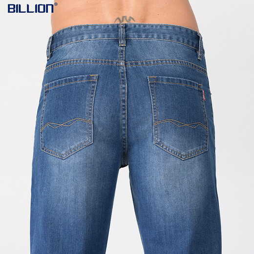 
BILLION summer jeans men's straight thin fast dry cool casual pants mid-waist and breathable and easy to care J19674 674 medium blue (76 inner length) 34 (2.67 feet)