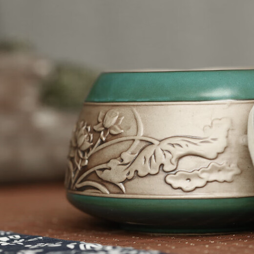 Yanyi tea jar ceramic portable Pu'er tea jar large tea box tea storage jar Muying tea jar green (can hold about 200g Tieguanyin)