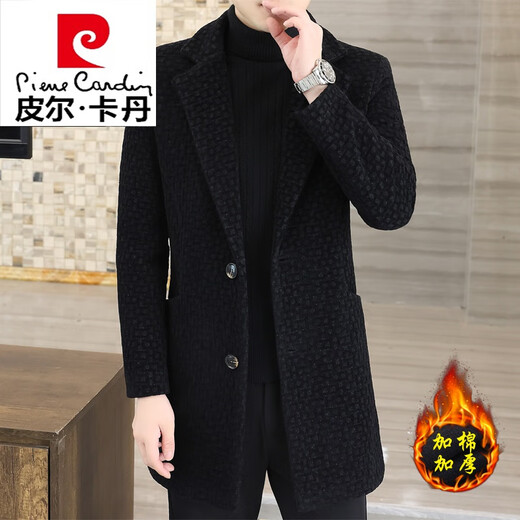皮尔卡丹（pierre cardin）毛呢大衣男士秋冬季中长款羊毛绒呢子外套男高端加棉加厚风衣 1278卡其色 M 建议(85-105斤)