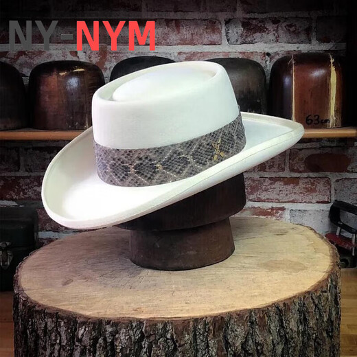 NY-NYM Four Seasons Men's Hat Sheep Felt Hat Concave Top Solid Color Sheep Felt Gentleman Hat Ribbon Decoration Wool Felt Jazz Hat Black 58cm