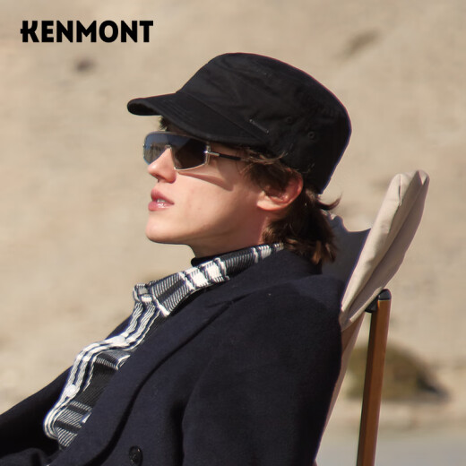 Kenmont km-2528 hat men's flat-top hat outdoor all-season hat spring and autumn peaked hat British casual hat black