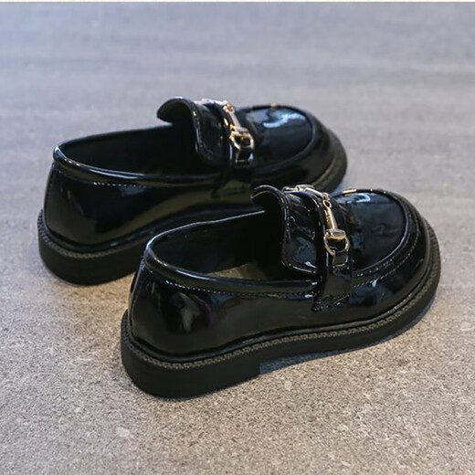 Yupinjia Girls' Leather Shoes British Retro Style Spring and Autumn New Children's Soft Soled Princess Shoes British Retro Single Shoes 5-10 Years Old Black 31 Inner Length 19cm