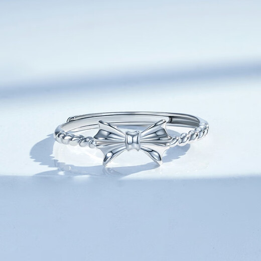 Mengjinyuan PT950 platinum ring fugitive princess bow open ring, birthday gift for girlfriend, about 2.1g