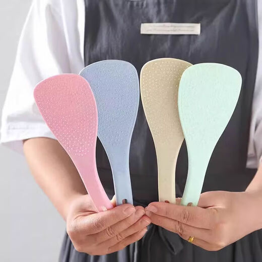 Household rice cooker straw kitchen rice spoon creative sticky rice rice scoop rice spoon rice cooker wheat rice scoop wheat rice spoon-random color-1 pack