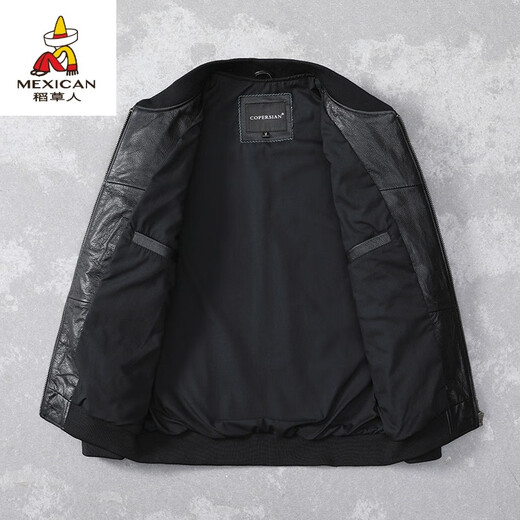 
Scarecrow genuine leather leather jacket men's head layer cowhide casual baseball uniform pure leather jacket youth large size thin spring and autumn jacket black top layer cowhide 4XL
