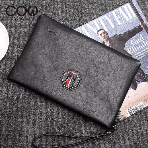 Kuh Herren Handtasche Mode Clutch Bag Herrenbeutel großer Kapazität Umschlagbeutel Casual Handtasche Tasche Herren C-9818 Schwarz