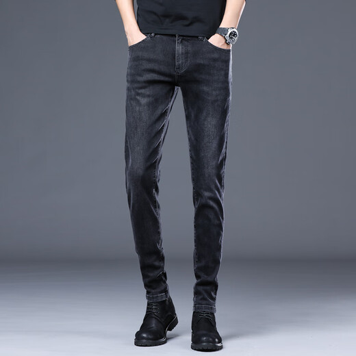 Jeep Spirit Jeep Jeep Herren 2025 Frühlings- und Sommer Neues lässige Trendy All-Match Slim Feet Hosen dehnen lange Hosen 1048 Black 32