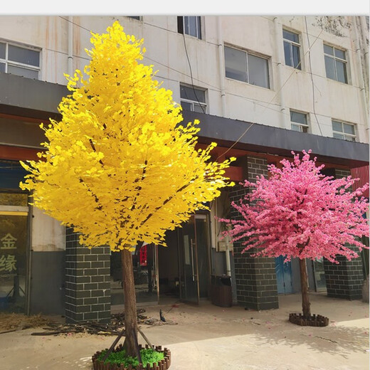 Hua e flow large simulation ginkgo tree simulation tree wedding restaurant hotel interior decoration golden wishing tree props tree fake tree (round) 1.5 meters high 1 meter wide