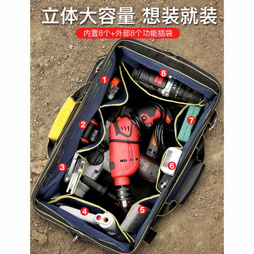 Sailoto multifunctional portable tool bag, sturdy and durable repair canvas thickened tool bag, woodworking electrician storage bag, 13-inch classic model