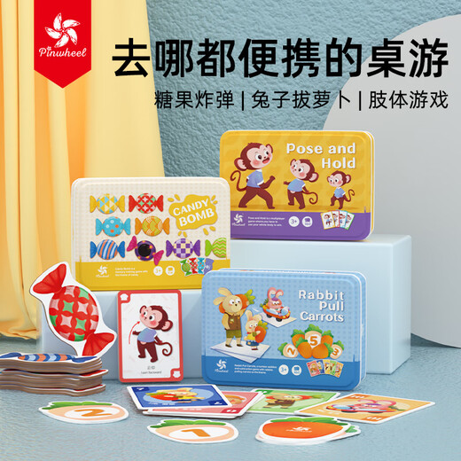 Pinwheel tragbares Brettspiel Kinderspielzeug Reisen Eltern-Kind-Interaktion 3-6 Jahre altes Denken Logik Kaninchen zieht Rettich