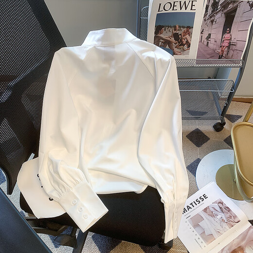 AEMAPE new Chinese style white autumn shirt for women, tops with horse skirts, ethnic national style shirts 2026 new style regular white S recommended 80-100Jin Jin equals 0.5 kg