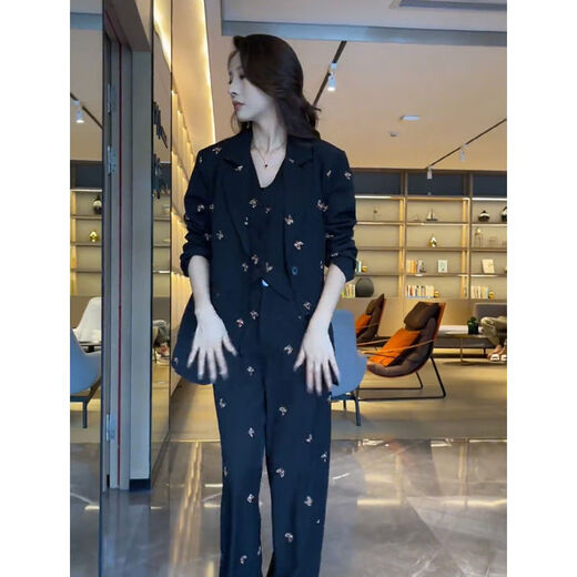 朵预秋款外套女2024新款爆款时尚气质西服套装女秋季高级感显瘦外套马 15271-黑色装 M 【建议80-95斤】