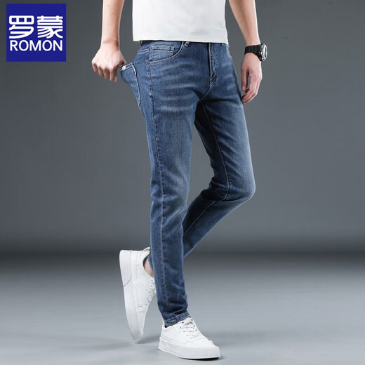 Lomon Jeans Summer de verano Nuevo estilo para hombres Slim Business STRING STRING Men's Light Color 1048 Light Blue regular 28