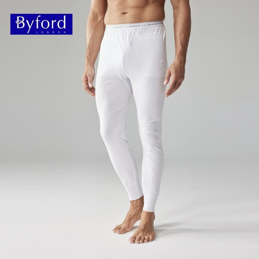 百富（BYFORD）男士秋衣秋裤全棉专柜款针织保暖内衣套装长袖打底男红MW8826\846  MW8826+MW8937-套装-白色-薄款 XL