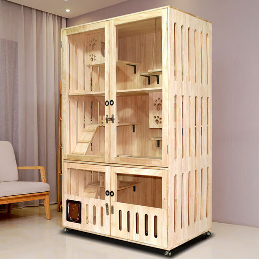 Shao Zhengzhao Ze Suihuan (SUIHUAN) Cat Villa Solid Wood Cat Cabinet Enclosed Luxury Cat Cage 120 Re-Examination Solid Wood Pine Wood Package Installation