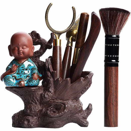 Tang Feng Six Gentlemen Tea Ceremony Accessories Household Pot Pen Tea Needle Zen Little Monk Ornaments Ceramic Tea Cistern Hanmei Zen Tea Cistern + Pinsheng Accessories