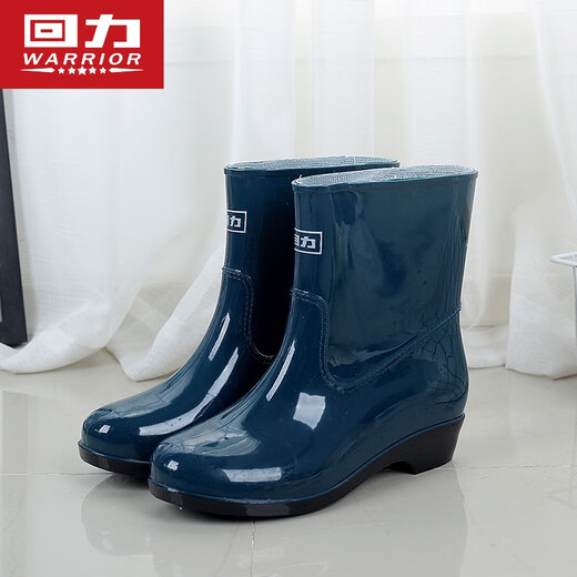 Warrior rain boots for women, fashionable outdoor mid-calf waterproof rain boots, rubber shoes, rain boots overshoes, non-slip rubber shoes, wear-resistant, dark green 38