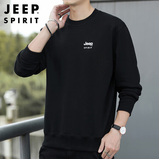 JEEP SPIRIT Jeep sweatshirt men's autumn and winter tops men's sweatshirt round neck bottoming shirt men's black XL