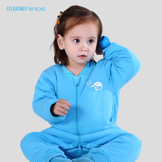 hinos Little Blue Elephant Children's Sweat-wicking Jumpsuit Autumn and Winter Thick Boys and Girls Home Romper Baby Pajamas Warm and Comfortable (Original Ximian) Super Sweat-wicking Series - Blue and White 59