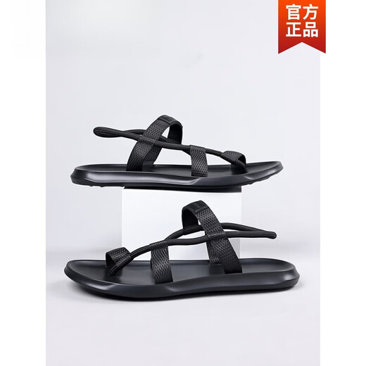 Cartelo Herren Sandalen Sommer 2024 Neue Mode-Persönlichkeit Flip-Flops für Männer Außenverschleiß Nicht-Schlupf-Sandalen schwarz 9866 [Ultravel-Version] 39