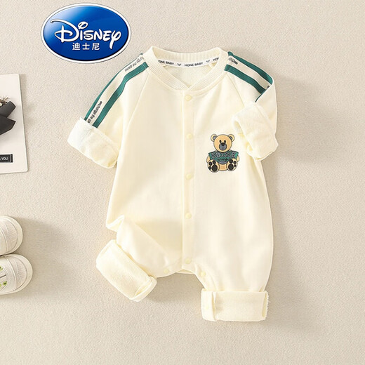 迪士尼（Disney）品牌童婴儿衣服新款秋装新生儿哈衣长袖可爱宝宝连体衣爬服春秋款 6221 黄色 80cm