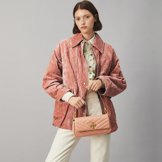 托里.伯奇（TORY BURCH） 新款时尚女士羊皮腋下包 KIRA小号法棍包手提单肩包 粉色 85229-687