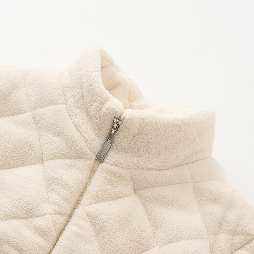 Fenten couple's pajamas autumn and winter quilted plus velvet stand-up collar anti-static long-sleeved pajamas set cartoon bear home clothes off-white-women's M