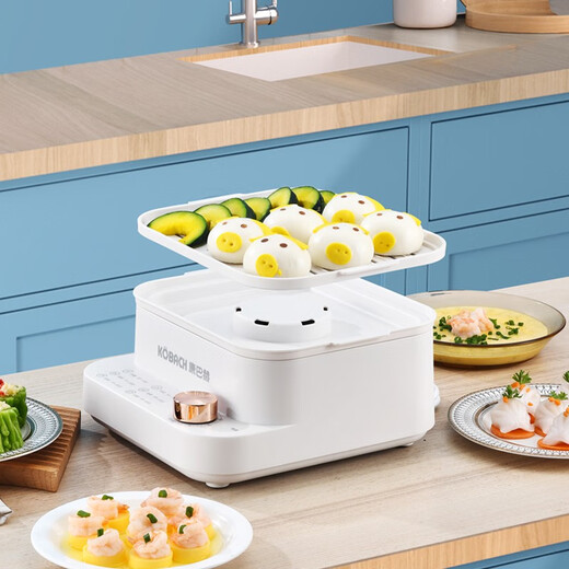 Konbach electric steamer 12L large capacity anti-dry design food grade material separated anti-odor pot second heat anti-dry electric steamer beige 25cm