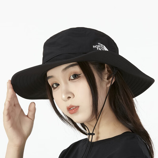 The North Face 北面渔夫帽男女同款春夏款运动户外宽帽檐帽防晒遮阳帽5FX6 5FX6-JK3/黑色/22-24循环款 LXL/60cm左右