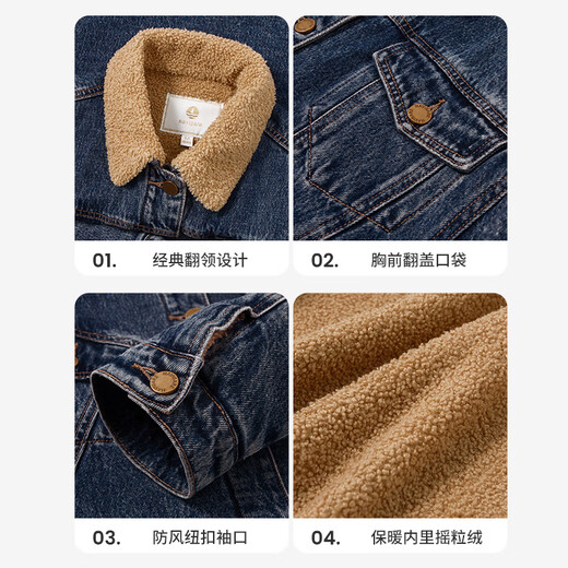 Navigare Italian small sailing boat women's cotton wool collar denim jacket short retro jacket 2341904501 Blue M