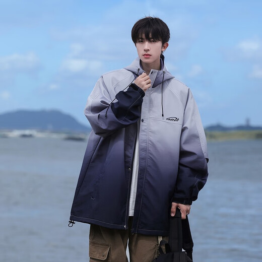 Foss Phil Gradient Jacket Men's Autumn and Winter New Couple Jacket Men's and Women's Trendy Three-Proof Outdoor Charge Top JKCY-JK9262 Phantom Black XL