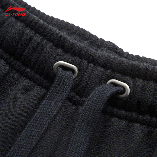Li Ning BADFIVE丨Fleece warm leggings sweatpants men's 24 autumn and winter new loose sports pants black-1 L /175
